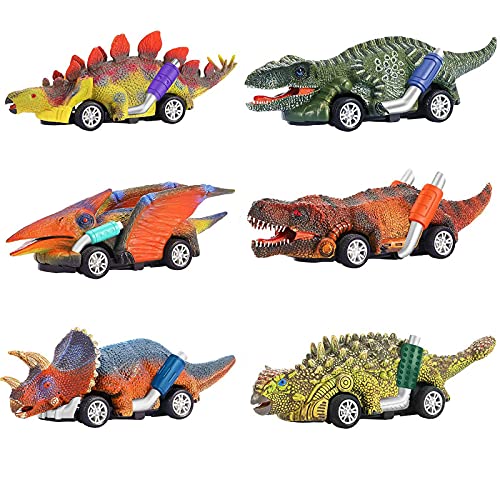 WolinTek Paquete de 6 Coches de Dinosaurios Juguetes, Juego de Juguetes de Dinosaurio para Coche,Juguetes,Juguetes para Niños,Regalos para Niños