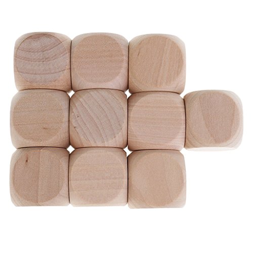 Wooden World 10 Dados de Madera para el Juego 3 cm. Cubos DIY, Rompecabezas, Juegos.