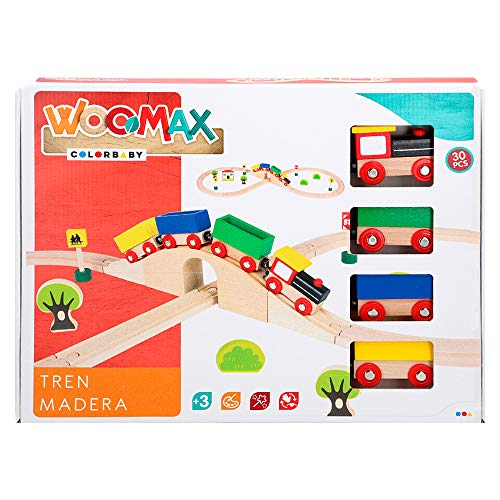 WOOMAX - Tren de madera con accesorios WOOMAX (43629)