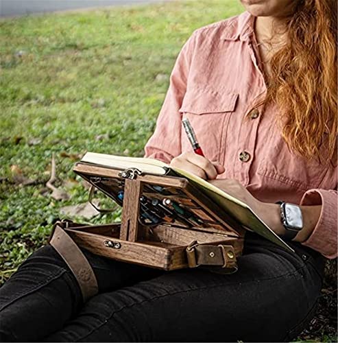 Writers Messenger - Caja de madera, multifuncional portátil, hecha a mano, bolsa de cartero, caja de almacenamiento retro con tapa con bisagras y cierre para dibujador y escritor (madera)
