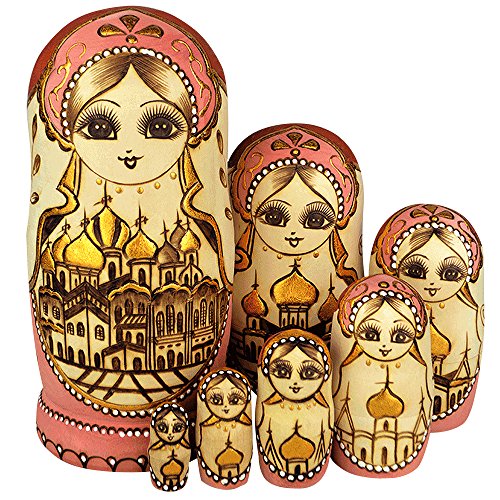 YAKELUS, marca profesional de Matrioska, Muñecas Rusas Matrioska 7 piece Madera Matrioska de Rusia de 7 capas, hecha a mano y por el tilo, es un juguete y un regalo