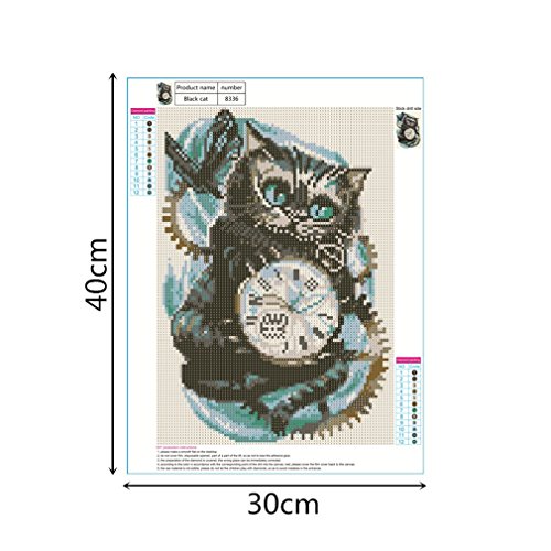 YEESAM ART Kit de pintura de diamante 5D con forma de mariposa, diseño de gato negro, 30 x 40 cm, para manualidades con diamantes de imitación, pintura pegada por números, kit de punto de cruz