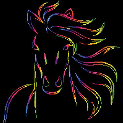 YEESAM ART Kit de pintura de diamantes 5D – colorido caballo animal 30 x 30 – DIY Cristales de diamantes de imitación pintura pegada por números kits de punto de cruz bordado