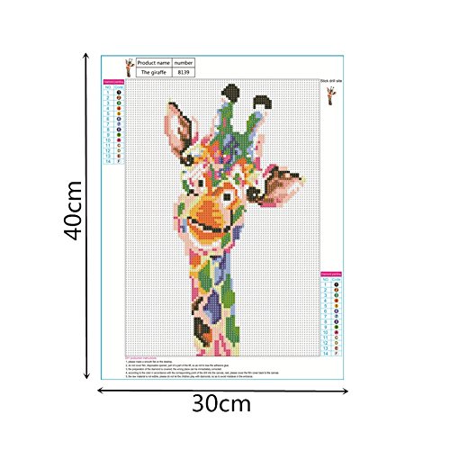 YEESAM ART Kit de pintura de diamantes 5D con diseño de jirafa colorida, 30 x 40 cm, para manualidades con diamantes de imitación, pintura pegada por números, bordado de punto de cruz