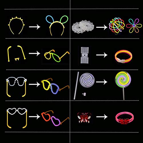 Yidaxing Pulseras Luminosas de Fiesta Colores con Conectores para Hacer Glow Sticks Pulseras, Collares, Kits para Crear Gafas Fiestas (440 pcs)