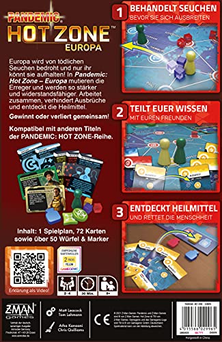 Z-Man Games Asmodee Pandemic Hot Zone: Europa, Juego Familiar, Juego de Estrategia, Alemán (ZMND0020)
