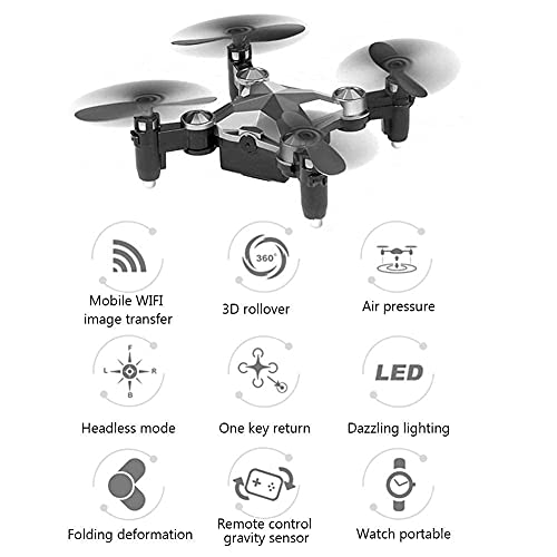 ZCZZ Mini Drone Plegable con cámara de Video en Vivo para niños Principiantes, presión de Aire, cuadricóptero RC, Transferencia de imágenes WiFi móvil, Modo sin Cabeza, Volteretas 3D, devolución