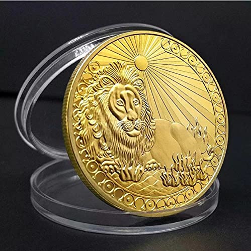 ZKPNV Monedas Conmemorativas Doce Constelaciones Zodíaco Oro Euro Astrología Leo Tarot Deseando Sol Dios Medallas De Amor De La Suerte