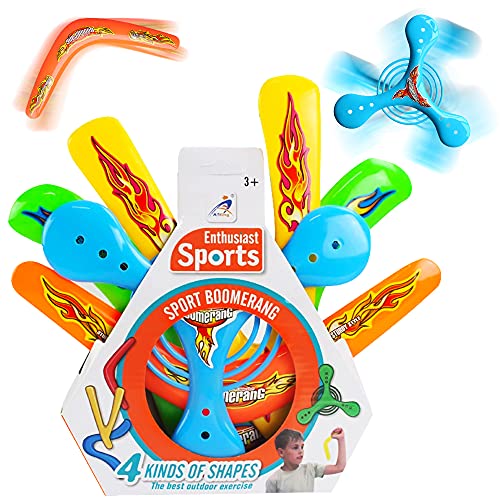 ZoneYan Juguete Boomerang, Boomerang para Niños, Boomerang Toy, Boomerang Al Aire Libre, Juguete Deportivo Boomerang, Lanzar Juguete Volador (4 Pcs)