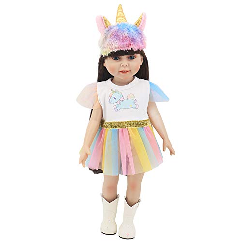 ZWOOS Ropa para Muñecas bebé, Vestido de Unicornio con Diadema para Muñecas 35-43 cm