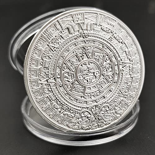 1 oz .999 Piedra del calendario azteca, Guerrero águila Emperador de Tenochtitlan Nuevo, Monedas conmemorativas Monedas del calendario maya Monedas conmemorativas Monedas chapadas en plata Lucky Magic