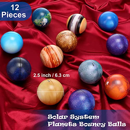 12 Bolas de Estrés de Sistema Solar Bola de Planeta de Galaxia Bola Educativa de Planeta Solar de Astronomía Espacio Exterior Juguete Sensorial de Ansiedad Fidget Juguete de Planeta de PU