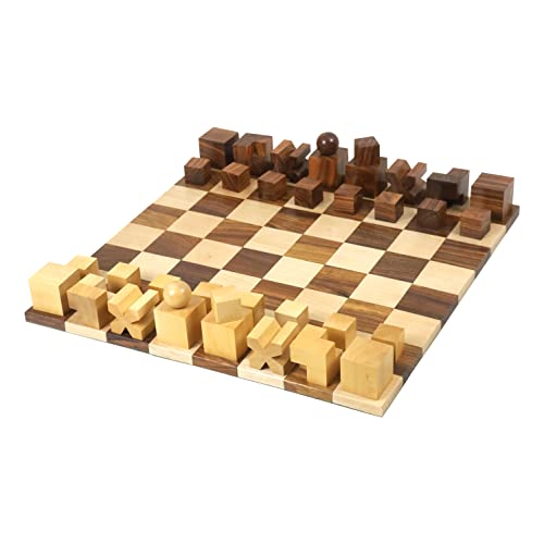 1923 Bauhaus Combo - Juego de ajedrez de palisandro dorado + tablero de ajedrez