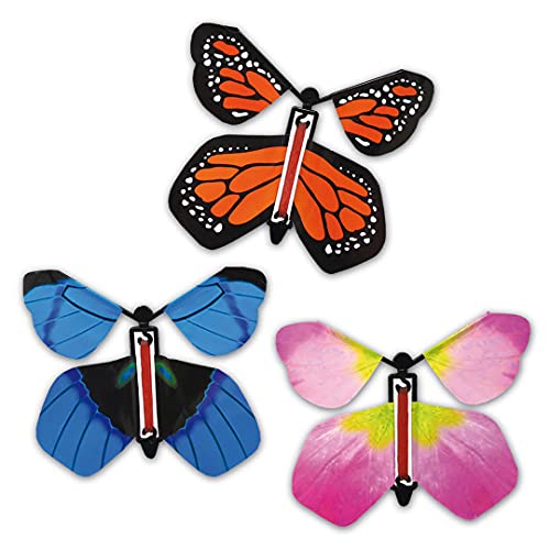 3 Mariposas voladoras de Papel - Colores Variados - Regalo Sorpresa para Guardar Dentro de Libros o Cartas - Magic Flying Butterfly Surprise - Melquiades Original (Oscuros)