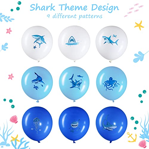 36 Globos de Látex de Tiburón de 12 Pulgadas Globos de Fiesta de Cumpleaños de Tiburón Azul Decoración de Fiesta con Tema de Océano para Ducha bajo El Mar Océano Reuniones Náuticas Favores