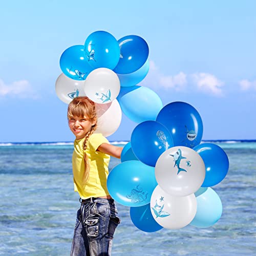 36 Globos de Látex de Tiburón de 12 Pulgadas Globos de Fiesta de Cumpleaños de Tiburón Azul Decoración de Fiesta con Tema de Océano para Ducha bajo El Mar Océano Reuniones Náuticas Favores