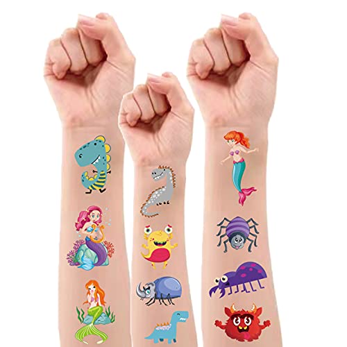 40 Hojas Tatuajes Temporales Pegatinas Para Niños Niñas Sirena, Dinosaurios, Pequeños Insectos, Pequeños Monstruos, Pegatinas de Tatuaje para Niños Infantiles Regalo de Fiesta de Cumpleaños