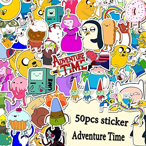 50 pegatinas de dibujos animados de Anime [Hora de Aventuras con Finn y Jake], pegatinas para casco de monopatín, taza de agua, pegatinas para guitarra