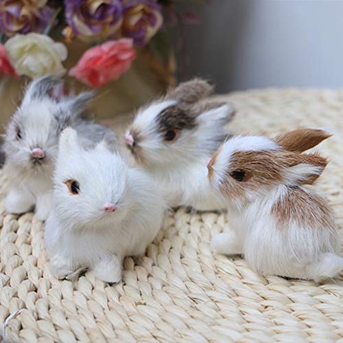 5CM Mini realista lindo conejo de peluche miniaturas animales simulación conejito modelo de regalo de cumpleaños juguete