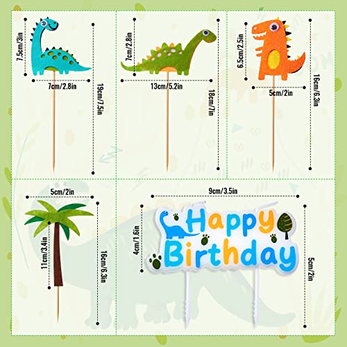 7 Piezas Set de Velas de Pastel de Fiesta de Dinosaurios Velas de Cumpleaños de Dinosaurios Topper de Tarta con Tema de Dinosaurio Decoraciones de Pastel de Selva para Fiesta Cumpleaños