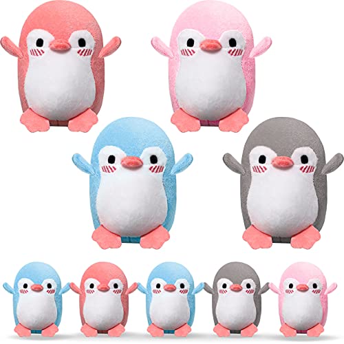 8 Mini Juguetes de Pingüinos de Peluche Juguete de Pingüino de Peluche de Animales Accesorio de Llavero DIY Decoración de Pingüino para Cumpleaños Baby Shower Navidad Boda Fiesta, 4 Colores