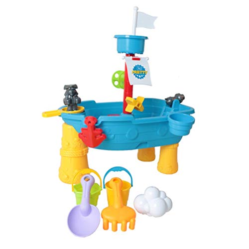 Actividades piratas al aire libre Mesa de juegos de arena y agua Actividades mesa con diseño de barco salpicando verano divertido juguete