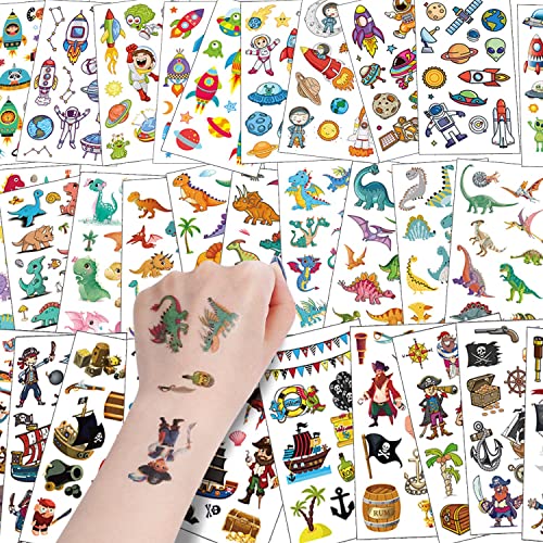 ACWOO Dibujos Animados Tatuaje, 30 Hojas Impermeables Tatuajes Temporales Niños Pegatinas, Unicornio Sirena Mariposa Animal Dinosaurio Pirata Tatuaje De Dibujos Estilo Mixto para Niñas Niños Regalos…