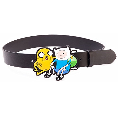 Adventure Time Cinturón Negro con Jake y Finn 2D Buckle (Medium)