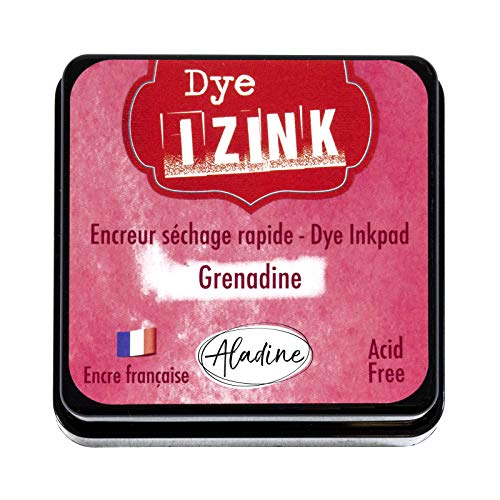 Aladine Izink Dye – Tinta de Secado rápido para Sellos y Plantillas – Álbum de Recortes y Tarjetas Creativas – Tinta Francesa – Tamaño M – 5 x 5 cm – Color Rojo Granadina