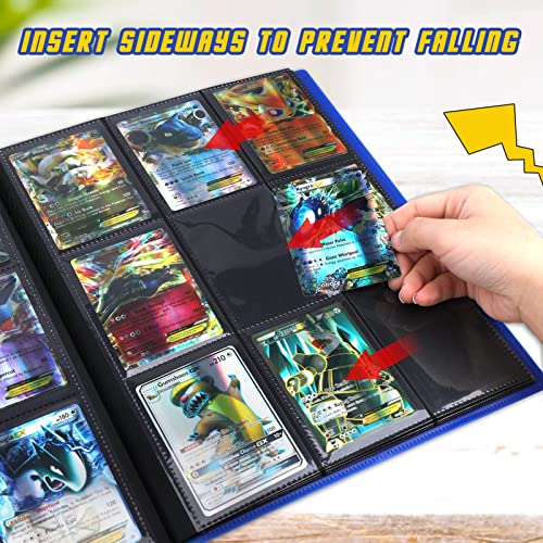 Álbum Grande para Cartas Coleccionables-360 Sobres para Pokémon Charizard GX VMAX TCG-Archivador Infantil para Cards Magic Star Wars Yu-Gi-Oh Fortnite Lego Fútbol-Binder Photocard Polaroid (Azul)