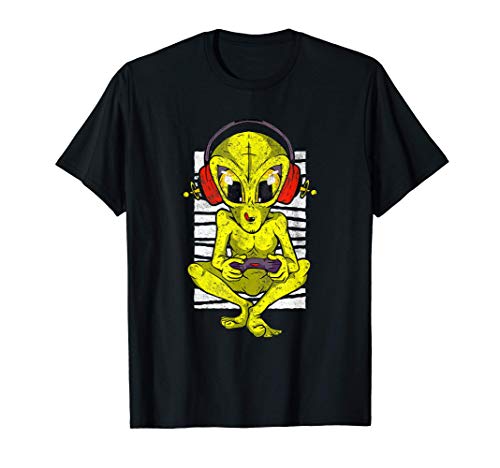 Alienígena de juego amarillo colorido Camiseta