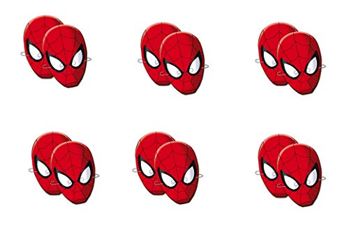 ALMACENESADAN 0555, Pack 12 caretas Spiderman, para Fiestas y cumpleaños