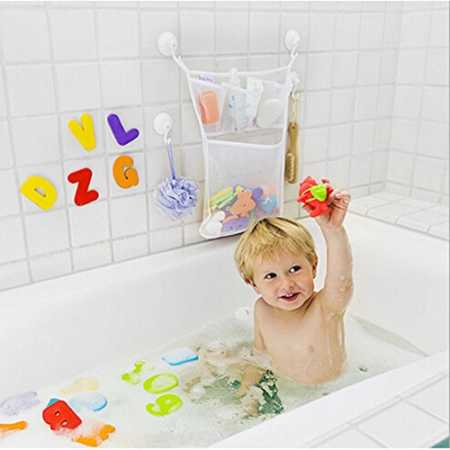 Amorar Organizador de juguetes de baño para niños, para el baño, con 2 ventosas fuertes, embalaje único