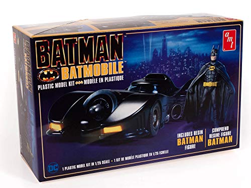 AMT AMT1107 1:25 1989 Batmobile con Resina Batman Figura, negro