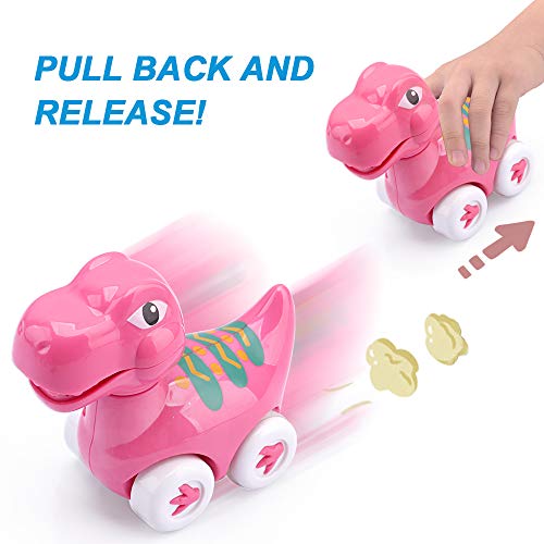 AmyBenton Coches de juguete de dinosaurio para niños – Dino Pull Back Coches – Juego de 6 – coche de juguete para bebé para 1 año