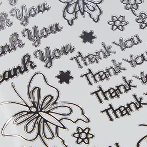 Anita's - Pegatinas de diseño con Texto Thank You, Color Plateado sobre Blanco