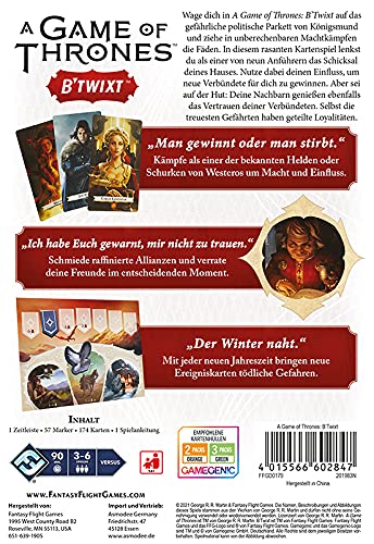 Asmodee A Game of Thrones: B'Twixt, Juego de Cartas en alemán