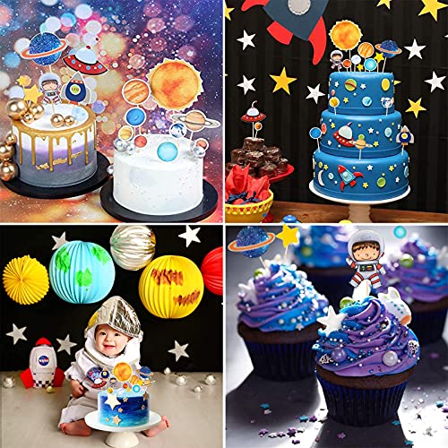 Astronauta Decoración de Tartas Cumpleaños Astronauta Decoraciones Creativo Planetas Astronauta Espacial para Cumpleaños Niños Party Estrella Cake Topper Decorar Tartas Infantiles Chico