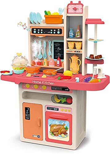 ATAA Toys Cocina Mist Kitchen 65 Accesorios - Cocina Infantil con Fregadero con Bomba de Agua Real y fogones con Vapor imitación Vapor Real.