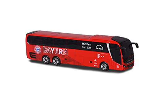 Autocar Majorette del Equipo de FC Bayern de Múnich: Man Lion's Coach L Supreme - Autobús Oficial de Juguete de Metal, 13 cm de Largo, para niños a Partir de 3 años