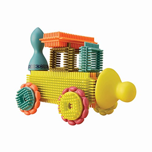 B Toys - Bloques de cerdas Stackadoos - 68 bloques de juguetes en una bolsa de almacenamiento - Sin BPA STEM juguetes bloques de construcción para niños 2 años + , color/modelo surtido