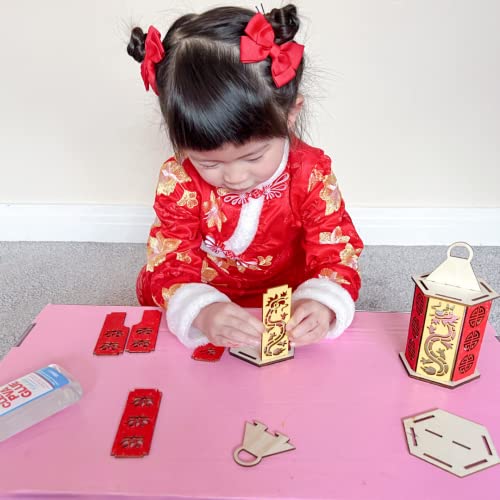 Baker Ross AX861 Kit Linternas Chinas - Paquete de 3, para que los niños pinten, decoren y exhiban para las celebraciones del año nuevo chino