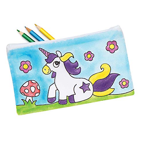 Baker Ross Estuches de Lápices de Tela Unicornio Para Colorear AT722 (paquete de 4) para proyectos de arte y manualidades para niños, surtidos
