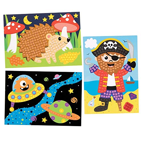 Baker Ross FE502 Kits Mosaicos Surtidos - Paquete de 6, mosaicos de artes y manualidades, kits de mosaicos para niños, actividades creativas para niños