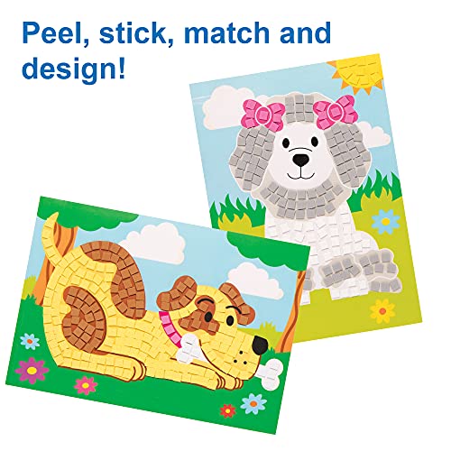 Baker Ross FE582 Kits Mosaicos de Perro - Paquete de 4, mosaicos de artes y manualidades, kits de mosaicos para niños, actividades creativas para niños