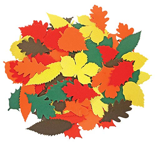 Baker Ross Hojas de otoño corrugadas en 5 colores surtidos, embellecen tus artes y manualidades, para hacer tus propias exposiciones y modelos (120 unidades), AC529