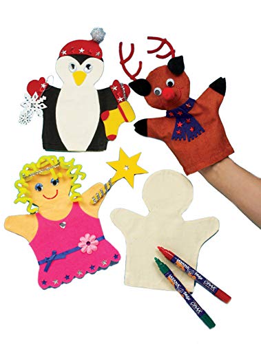 Baker Ross Marionetas de mano de tela que los niños pueden pintar y decorar para teatros de marionetas (pack de 6).