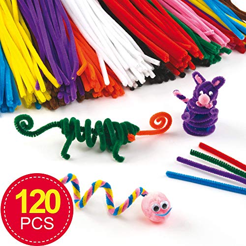 Baker Ross Pack ahorro de limpiapipas de 30 cm en 10 colores variados para manualidades infantiles (pack de 120)
