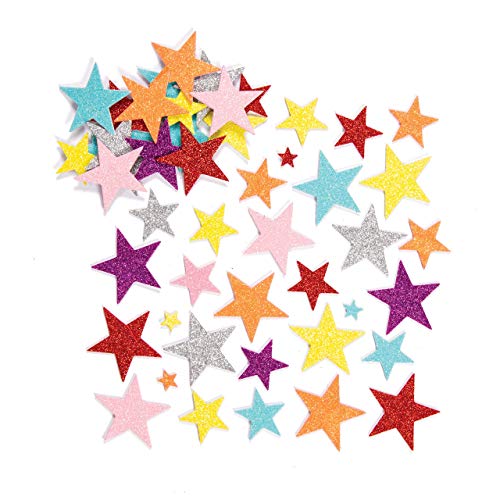 Baker Ross Pegatinas de Estrellas de Espuma con Purpurina (Paquete de 150) Para decorar tarjetas, collages y manualidades infantiles