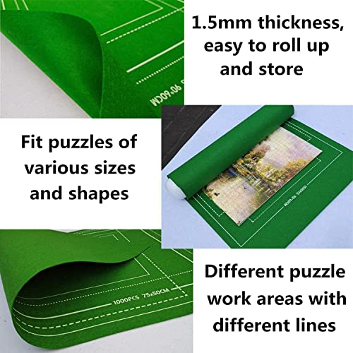 BangShou Tapete para Puzzle Roll Fieltro Puzzles Tapete Puzzle Mat Felt Mat para 1000/1500 Piezas Puzzles (Verde)